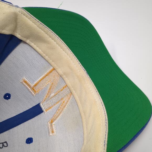 W Logo Strapback Baseball Cap Blue OS Adjustable Embroidered Pacific Headwear - Picture 7 of 10